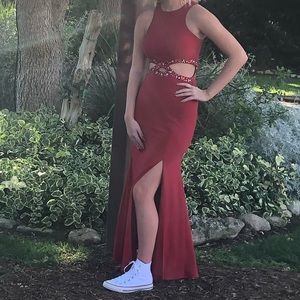 Red Prom Dress with cut outs